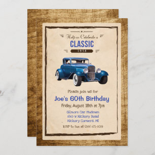 ANY AGE - Classic Car Vintage Birthday Invitation