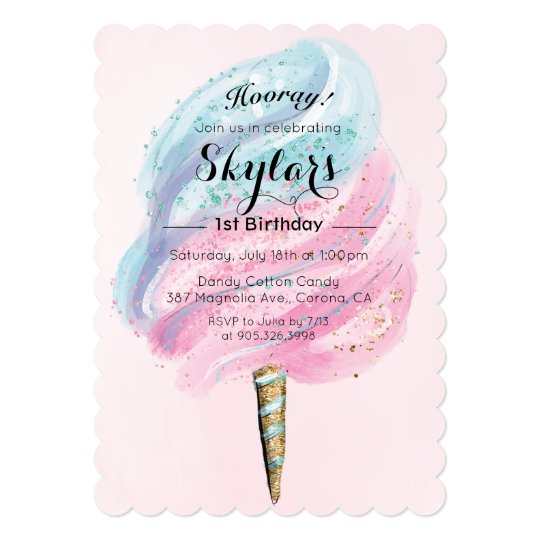 ANY AGE - Cotton Candy Birthday Invitation