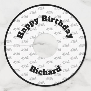 Any Age Custom Tiled Pattern - Black and White Wine Glass Tag