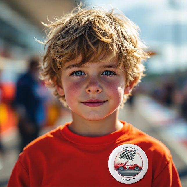 Any Age Customizable Race Car Birthday 2 Inch Round Button (Any Age Customizable Race Car Birthday Button)