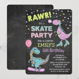ANY AGE - Cute Dinosaur Birthday Invitation
