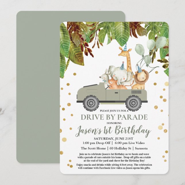 ANY AGE - Drive By Virtual Boy Birthday Party Invitation (Front/Back)