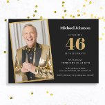 Any Age Elegant Black Gold Photo Birthday Invitation<br><div class="desc">Any Age Elegant Black Gold Photo Birthday Invitation. Celebrate a milestone in style with our invitation design that seamlessly blends simplicity and sophistication. The timeless combination of black and gold sets the tone for an elegant affair, ensuring your milestone birthday is a truly classy event. The design features a custom...</div>