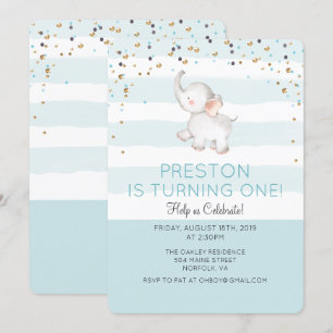 ANY AGE - Elephant Boy Birthday Invitation