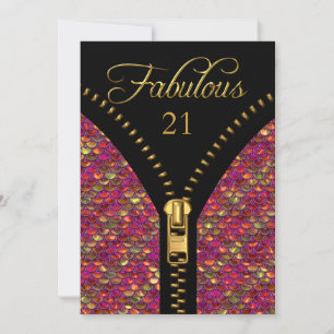 Any Age Fabulous Sequins Pink Gold Black Birthday Invitation