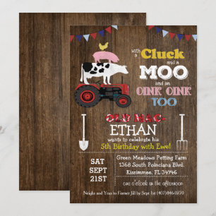 ANY AGE - Farm Animal Barnyard Birthday Invitation