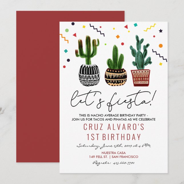 ANY AGE - Fiesta Cactus Birthday Invitation (Front/Back)