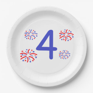 Any Age Fireworks Birthday Paper Plate
