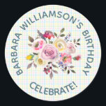 Any Age Floral Special Friend Birthday Party  Classic Round Sticker<br><div class="desc">Beautiful birthday party invitation envelope sticker for a special friend; lovely to look out with watercolor flowers and a soft textured background. Gentle, colourful and cheerful -- it will be much appreciated. Much to personalize on this invitation and it will be appropriate for any age with a simple change of...</div>