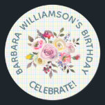 Any Age Floral Special Friend Birthday Party  Classic Round Sticker<br><div class="desc">Beautiful birthday party invitation envelope sticker for a special friend; lovely to look out with watercolor flowers and a soft textured background. Gentle, colourful and cheerful -- it will be much appreciated. Much to personalize on this invitation and it will be appropriate for any age with a simple change of...</div>
