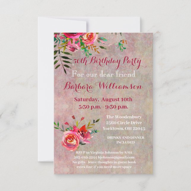 Any Age Floral Special Friend Birthday Party  Invitation (Front)