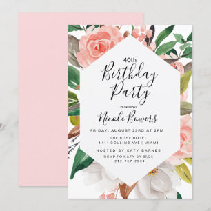ANY AGE - Floral Watercolor Birthday Invitation