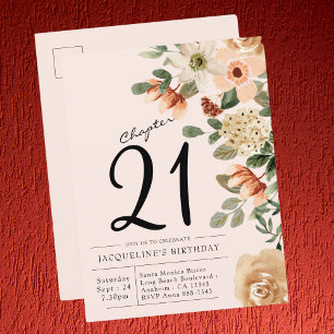 Any Age Floral Watercolor Birthday Invitation Postcard