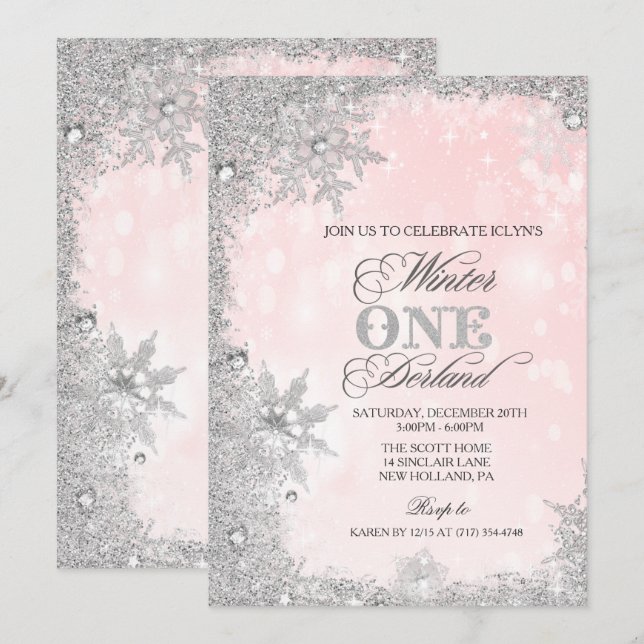 ANY AGE - Girl Winter Holiday Birthday Invitation (Front/Back)