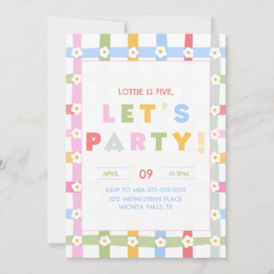 Any age Girly Daisy birthday Invitation