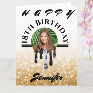 Any Age Gold Glitter Personalized Birthday Card