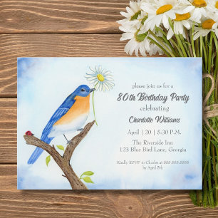 Any Age Happy April Birthday with Bluebird Invitation