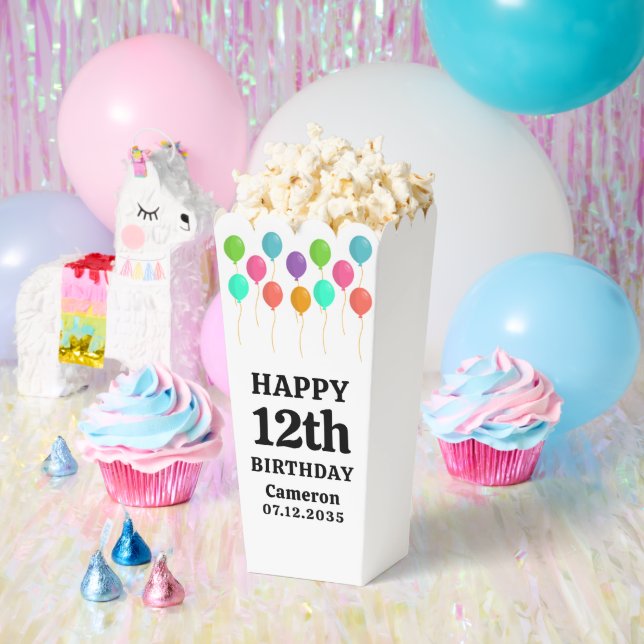 Any Age Happy Birthday Personalized Kids Popcorn Favor Box (Party)