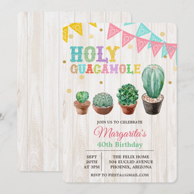 ANY AGE - Holy Guacamole Birthday Invitation (Front/Back)
