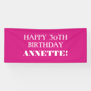 Any Age Hot Pink Custom Happy Birthday Banner