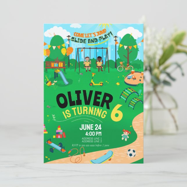 Any age indoor playground birthday  invitation (Standing Front)