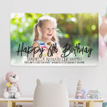 Any Age Kids Birthday Party Custom Photo Banner<br><div class="desc">Kids birthday party banner for any age. Personalized with a photo, the script text "happy birthday", the age, the girl or boy's name, and space at the bottom to add a message. To change the photo placement: click on the button to customize it further, click on "crop", and move the...</div>