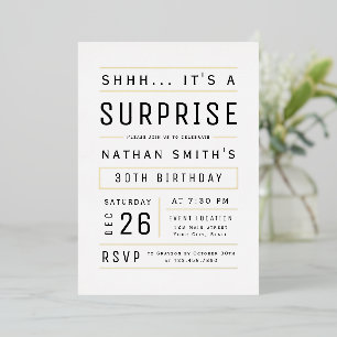 Any Age Modern Simple Typography Surprise Birthday