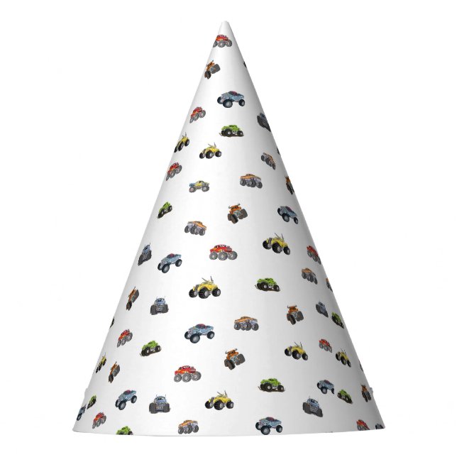 Any age monster truck boy birthday party hat (Front)