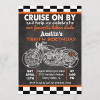 ANY AGE Motorcycle Birthday Chalkboard Invitation