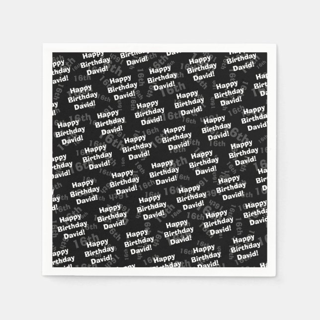 Any age & name personalized happy birthday napkin (Front)