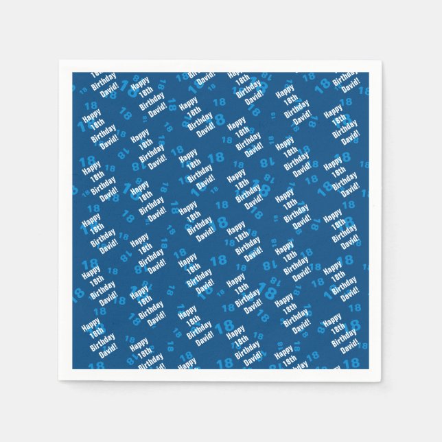Any age & name personalized happy birthday napkin (Front)