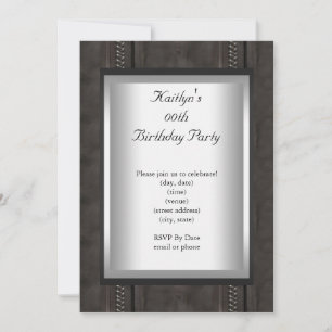Any Age Party Birthday Black Suede Animal Skin Invitation