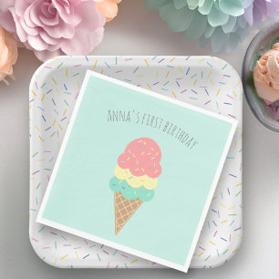 Any age personalized ice cream birthday napkins