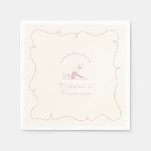 Any age pilates and prosecco birthday napkin