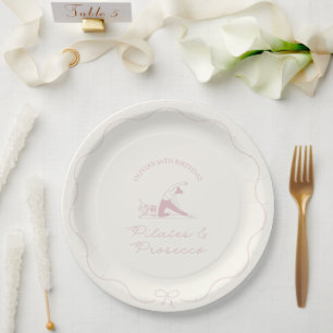 Any age pilates and prosecco birthday paper plate