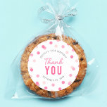 Any Age Pink Confetti Birthday Thank You Classic Round Sticker<br><div class="desc">Confetti thank you birthday sticker featuring confetti in shades of pink that is perfect for any age. Personalize it with your details by replacing the placeholder text. For more options such as to change the font, text size/colour or the spacing between letters click the "Customize" button. *Please note that the...</div>