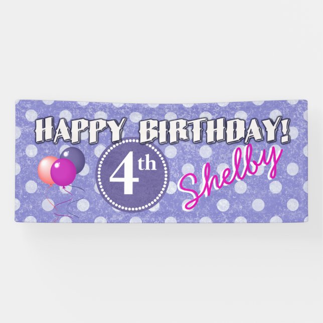 Any Age Polka Dot Birthday 1 Banner (Horizontal)