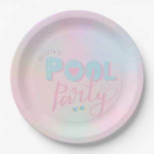 Any age pool party birthday paper plate