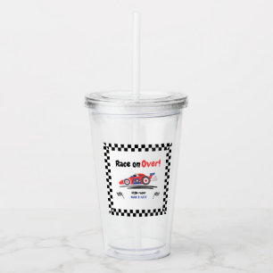 Any Age Race on Over Vintage Red Blue Race Car  Acrylic Tumbler