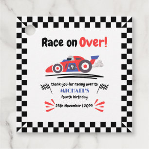 Any Age Race on Over Vintage Red Blue Race Car  Favour Tags