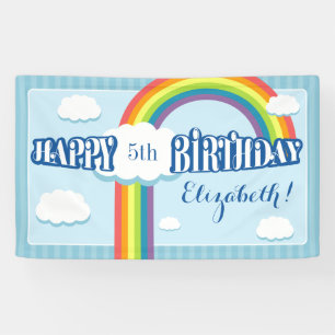 Any Age Rainbow Cloud Birthday Banner