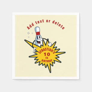 Any Age Retro Mascot Bowling Birthday Party Napkin