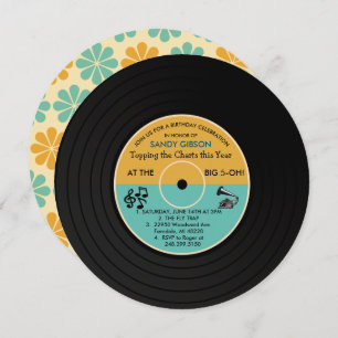 ANY AGE - Retro Vinyl Record Birthday Invitation