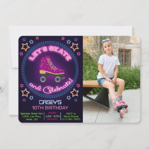 ANY AGE - Roller Skate Birthday Photo Invitation