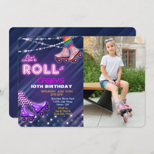 ANY AGE - Roller Skate Birthday Photo Invitation