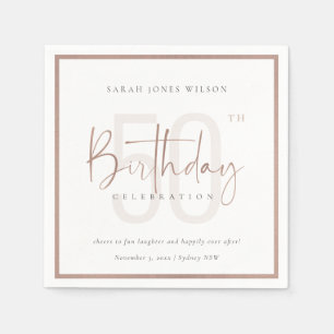 ANY AGE ROSE GOLD BLUSH PINK TYPOGRAPHY BIRTHDAY NAPKIN