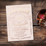 Any Age rose gold Vintage Whiskey Themed Birthday<br><div class="desc">Inspired by classic whiskey label,   this blush pink and rose gold fun vintage aged to perfection adult birthday invitation is great for 30th,  40th,  50th,  60th,  70th,  80th,  90th or any other age birthday party,  surprise party,  or any other occasion! Custom it with  your own text and party information.</div>