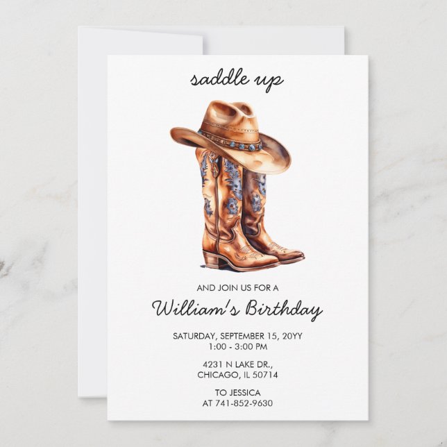Any age Saddle Up Rustic Western Birthday Party Invitation (Front)
