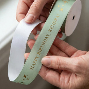 ANY AGE Sage Personalized Birthday Gift Satin Ribbon