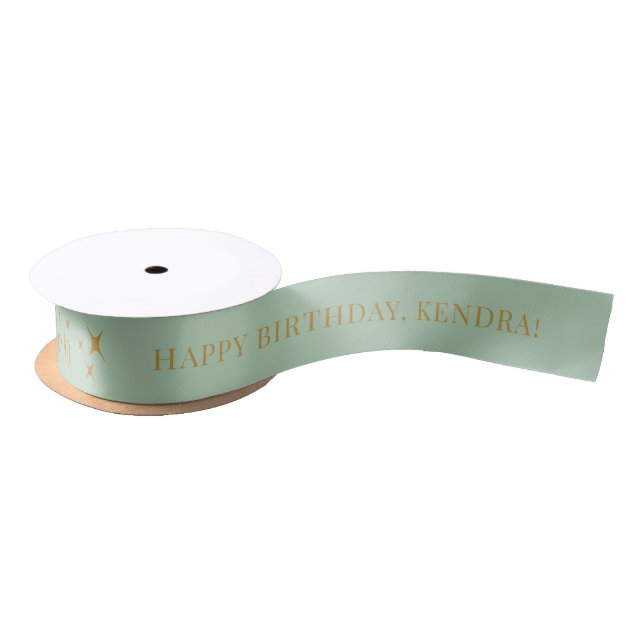ANY AGE Sage Personalized Birthday Gift Satin Ribbon (Spool)